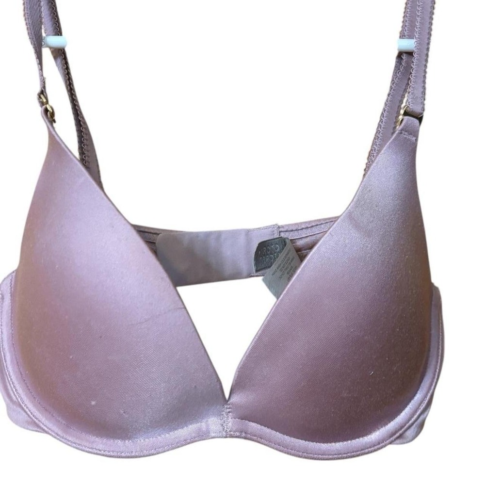 Victoria's Secret Push-Up Bra 32B Light Mauve Satin Underwire Plunge Style
